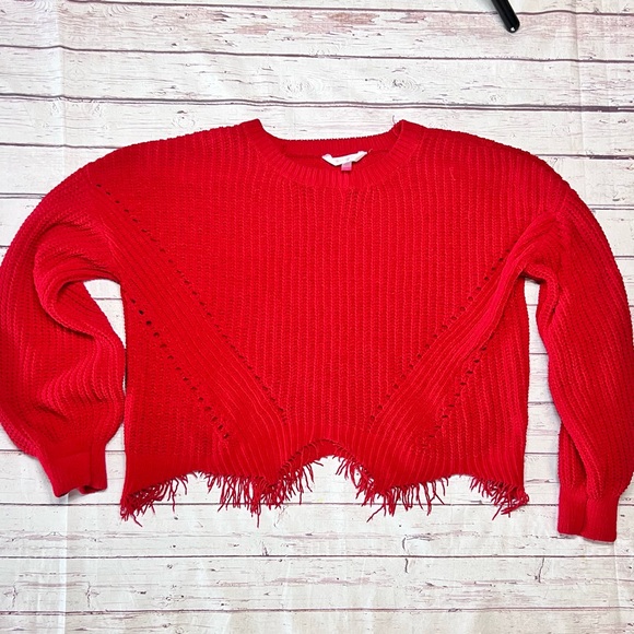 Women’s Distressed Red Knit Long Wide Sleeve Sweater Size XXL (19) - Picture 1 of 5